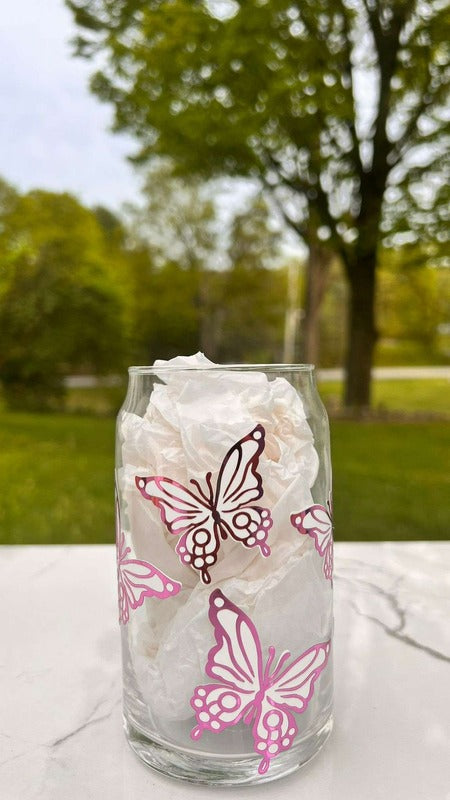 Butterfly glass cup
