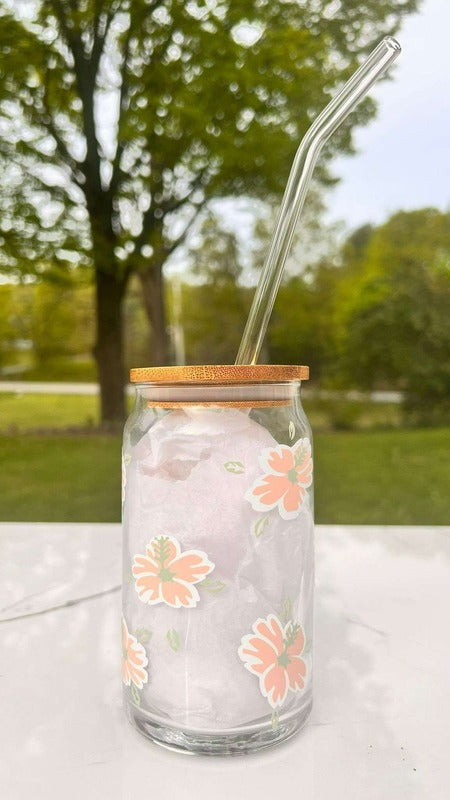 Floral glass cup