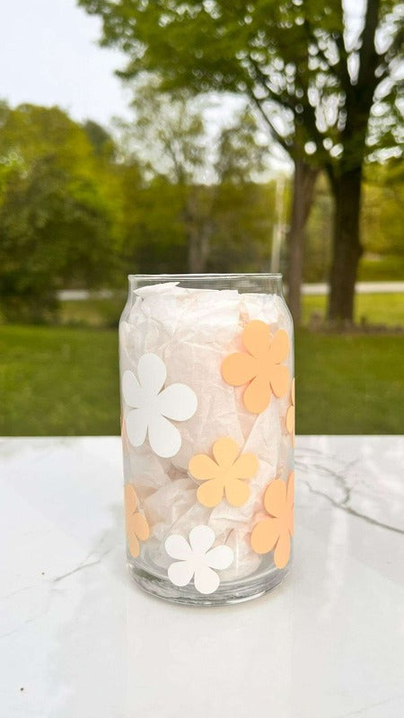 Boho flower beer glass