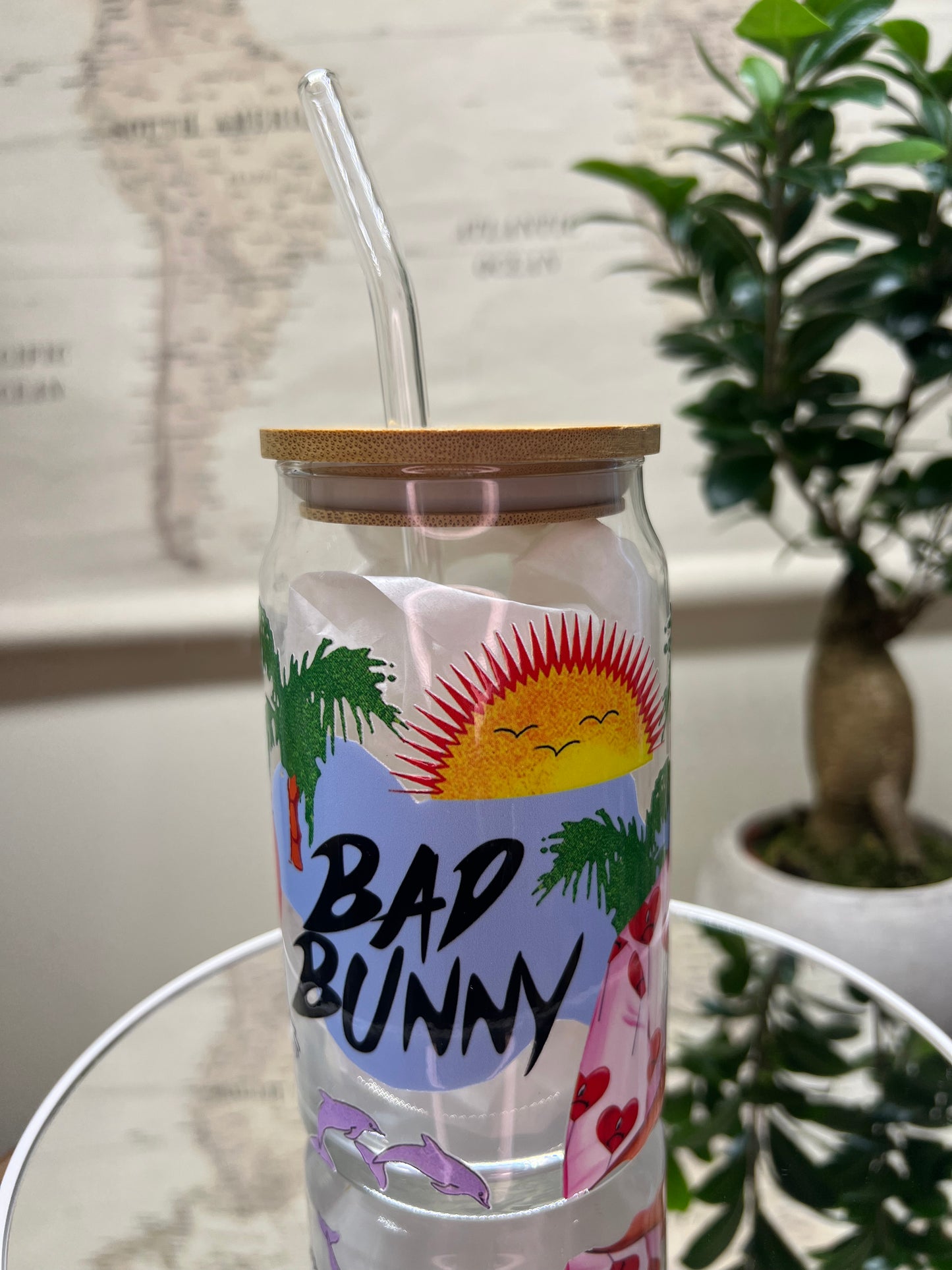 Bad bunny glass cup
