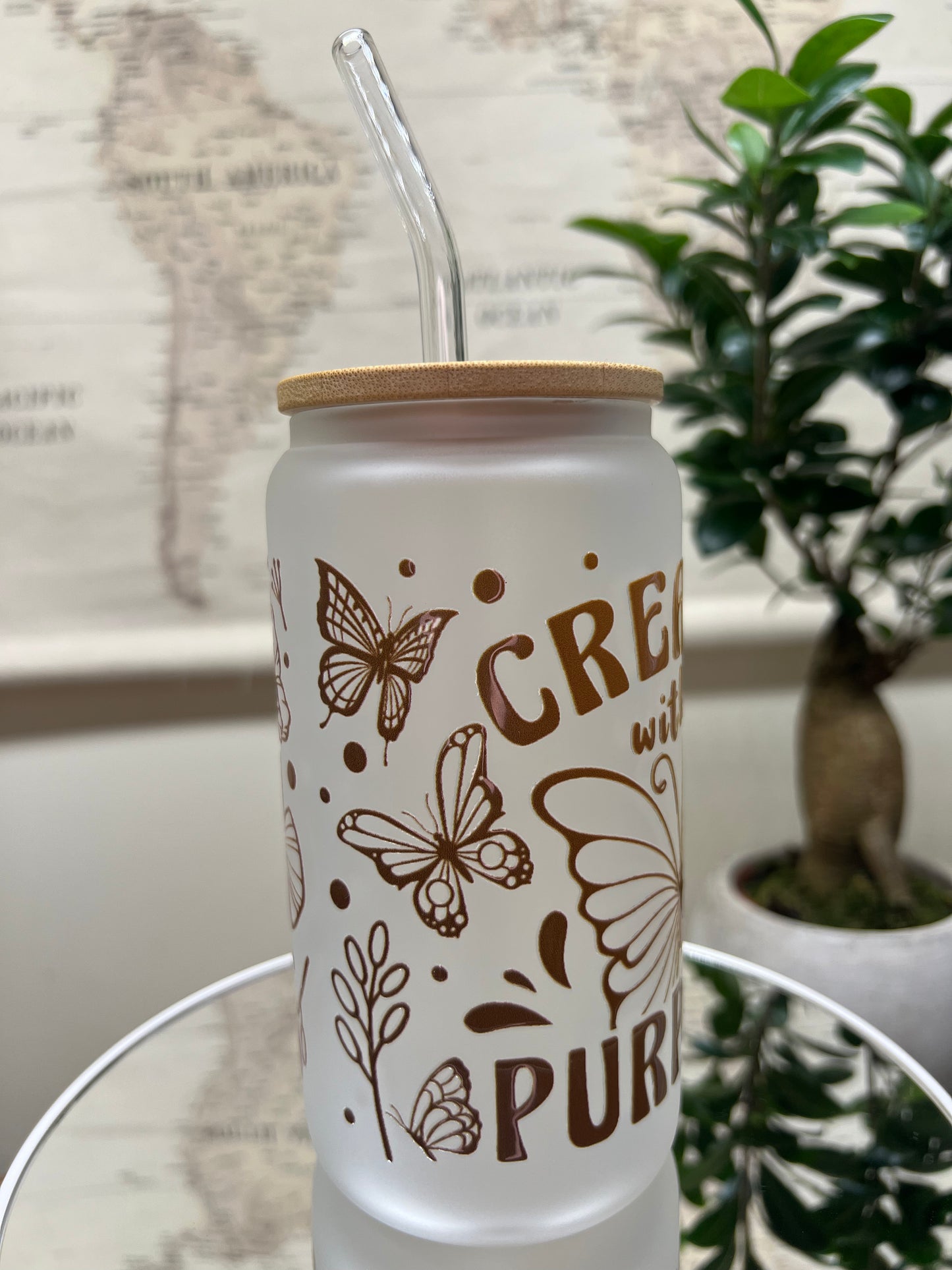 "Created with purpose" glass cup (MATTE)