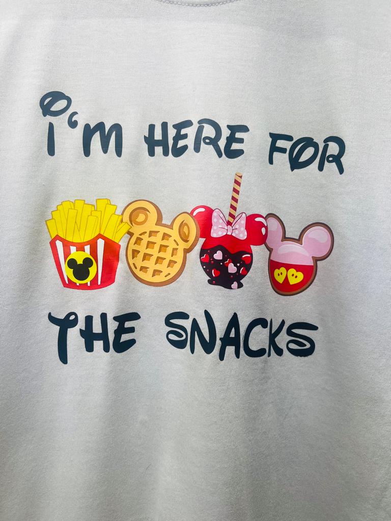 "I am here for the snacks" t shirt
