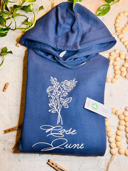 Personalized  birth flower hoodie (100% organic cotton)