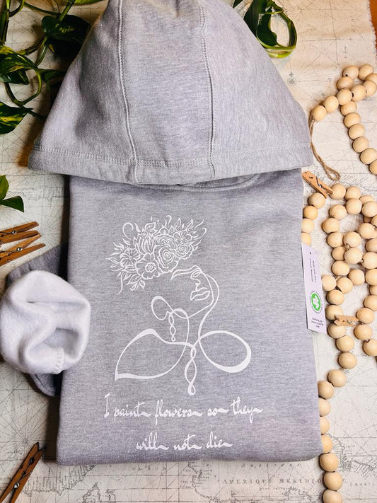 Frida Kahlo line art hoodie (100% organic cotton)